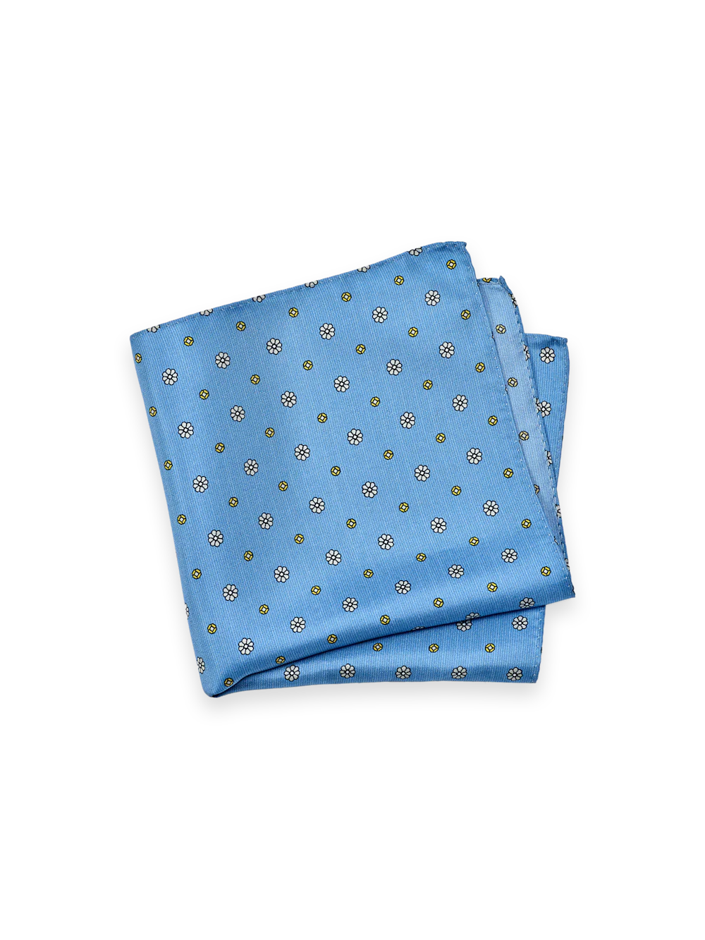 Floral Silk Pocket Square - Light Blue