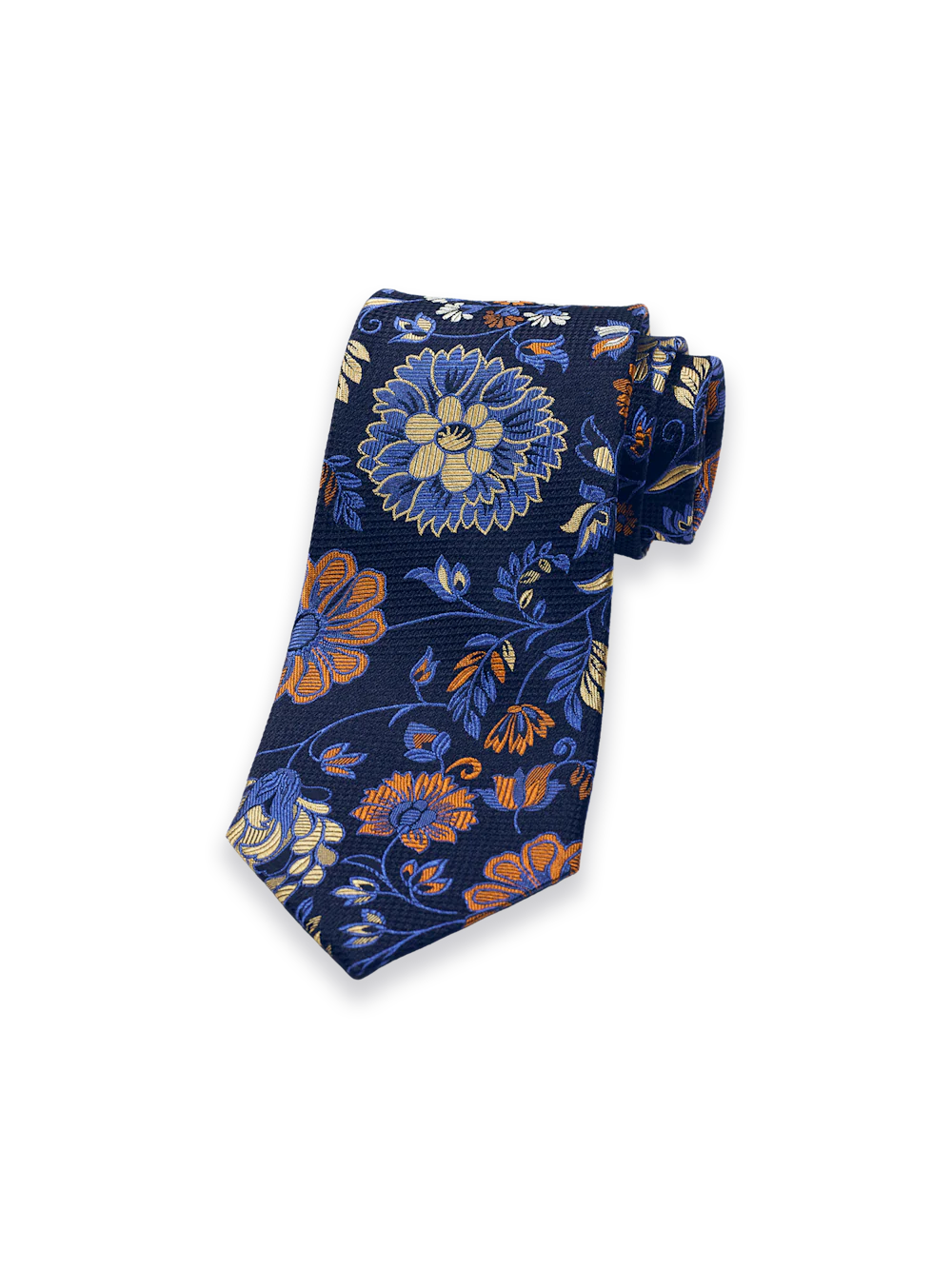 Floral Woven Silk Tie - Navy Multi