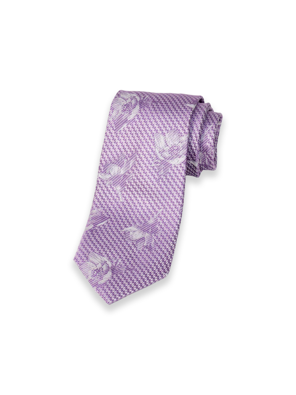 Floral Woven Silk Tie - Purple