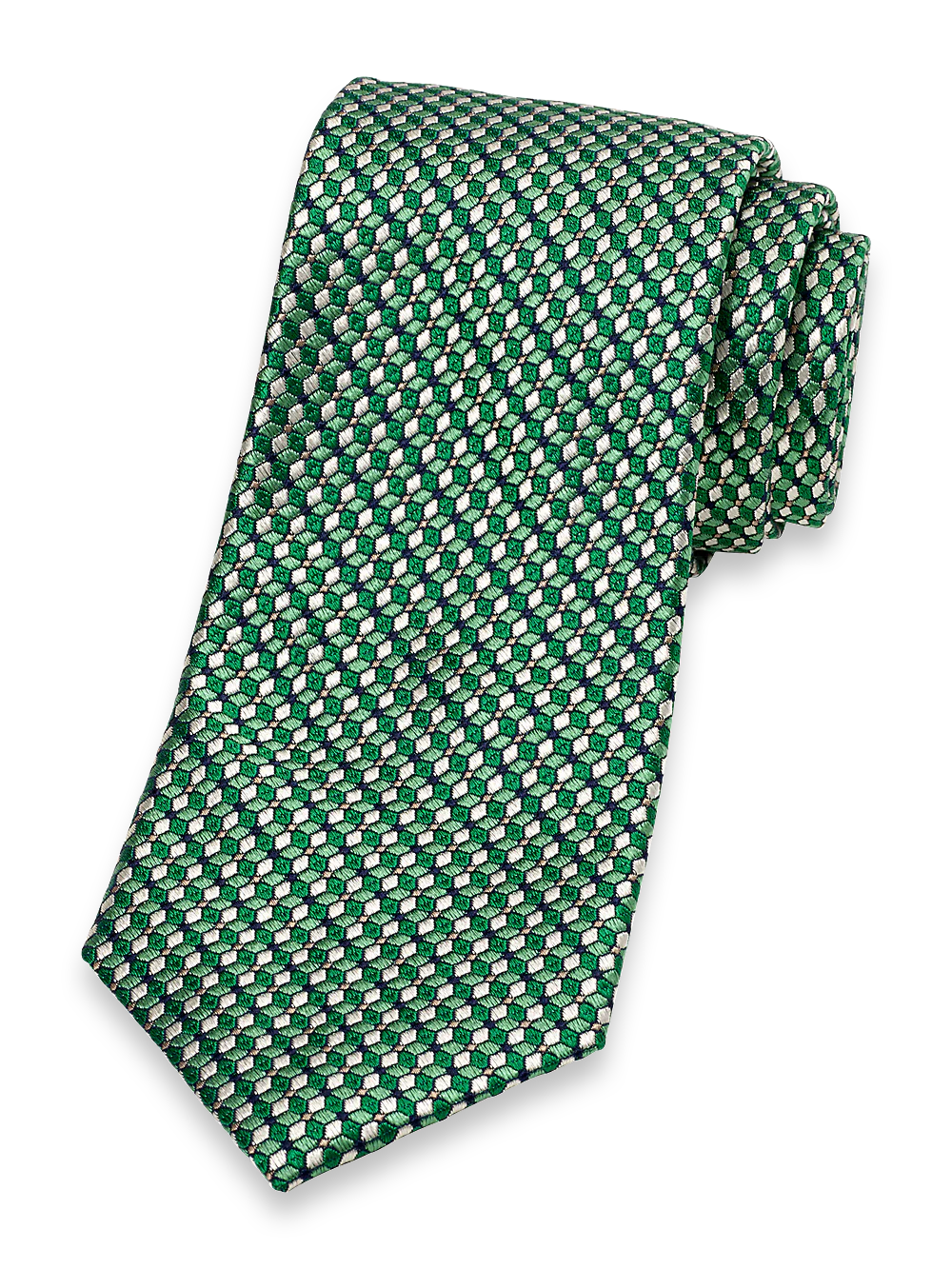 Geometric Woven Silk Tie - Green