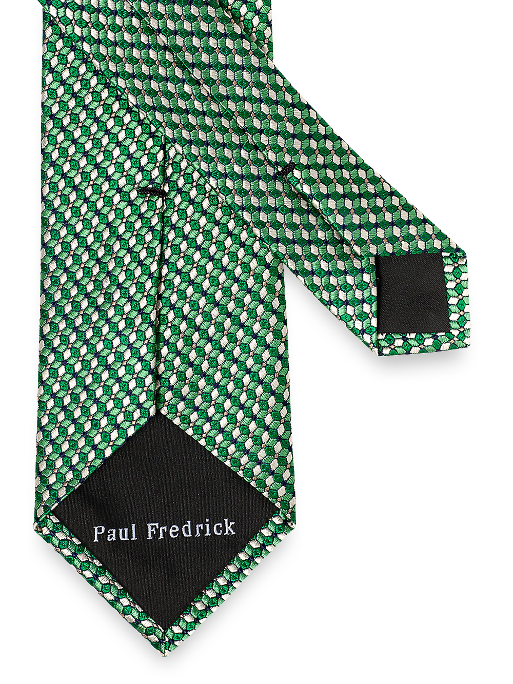 Geometric Woven Silk Tie - Green - Image 3