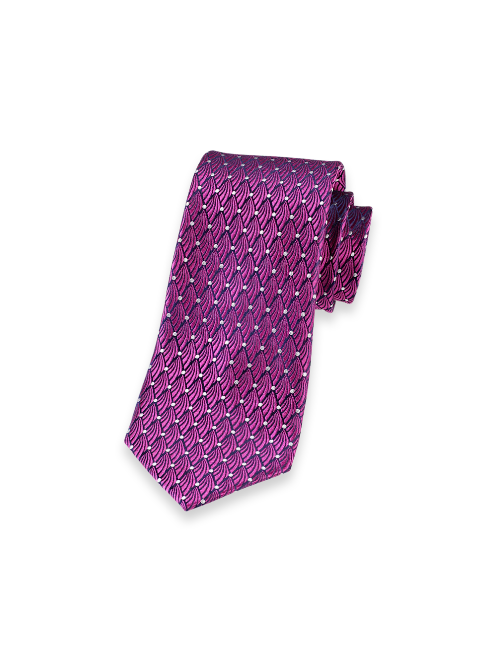 Geometric Woven Silk Tie - Berry