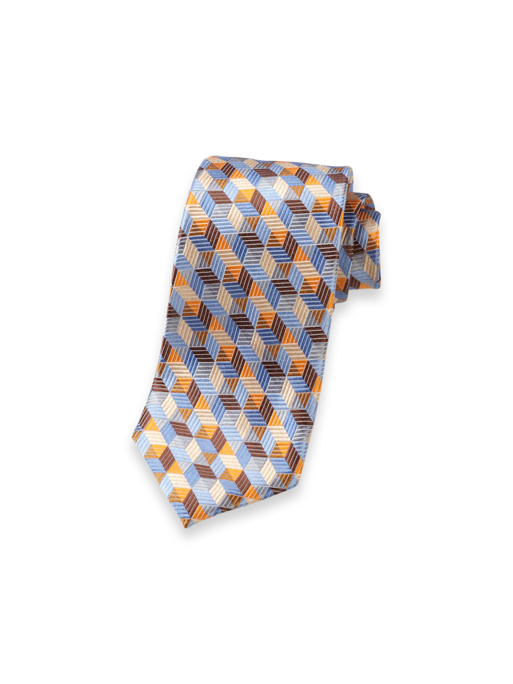 Geometric Woven Silk Tie - Orange Multi