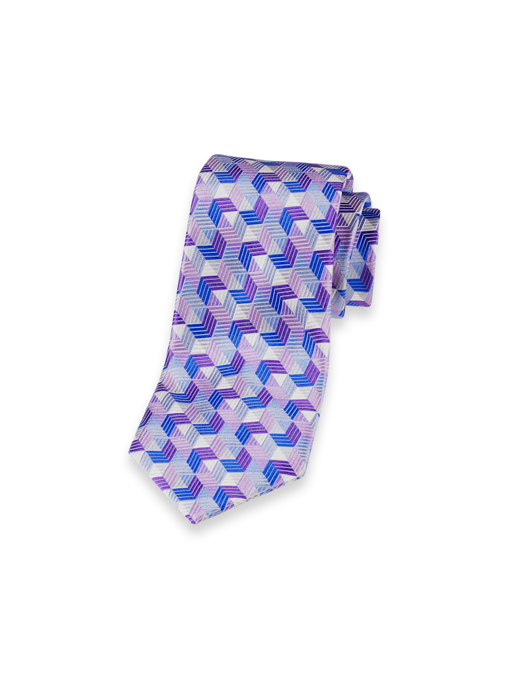 Geometric Woven Silk Tie - Purple Multi