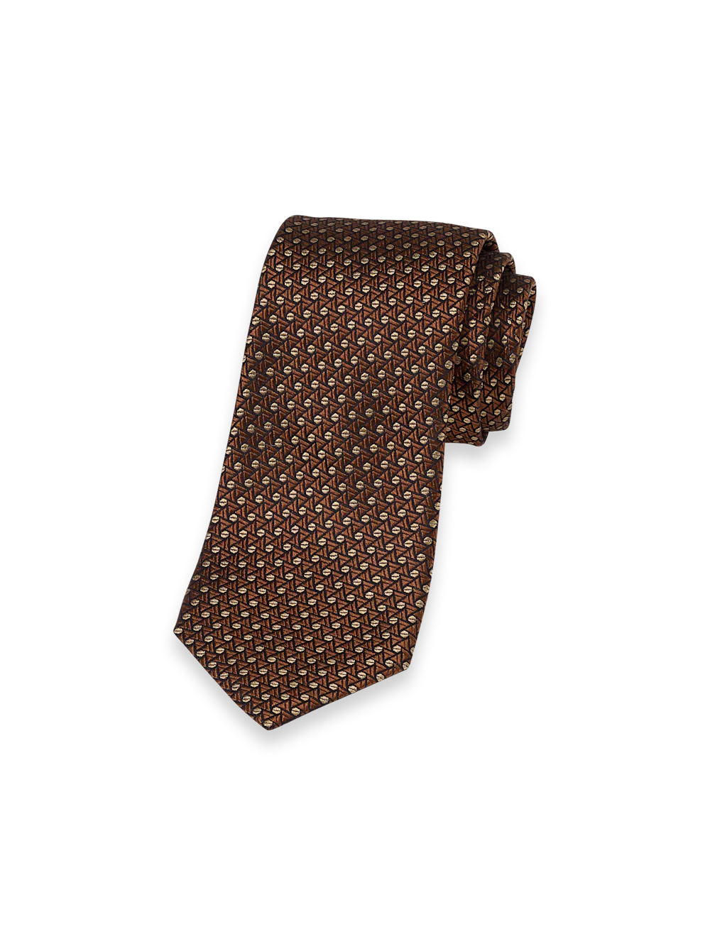 Geometric Woven Silk Tie - Brown
