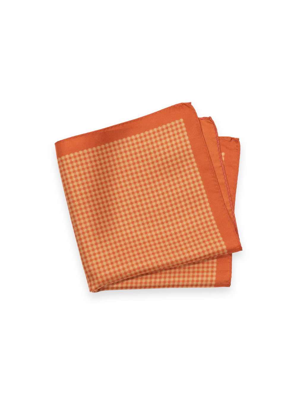 Gingham Silk Pocket Square - Orange