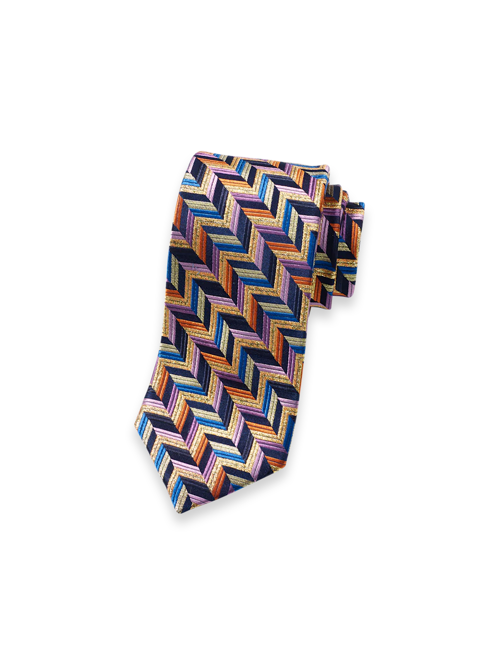 Herringbone Lurex Woven Silk Tie - Multi