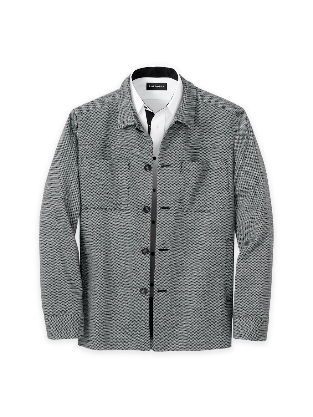 Herringbone Shirt Jacket - Black