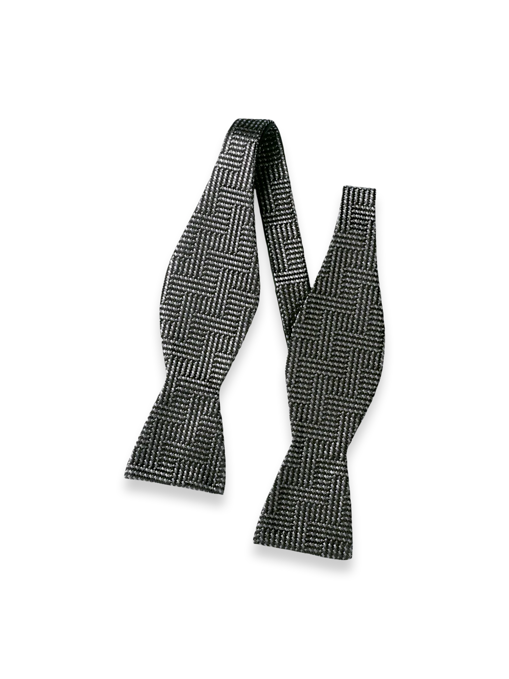 Herringbone Woven Silk Self-tied Bow Tie - Silver