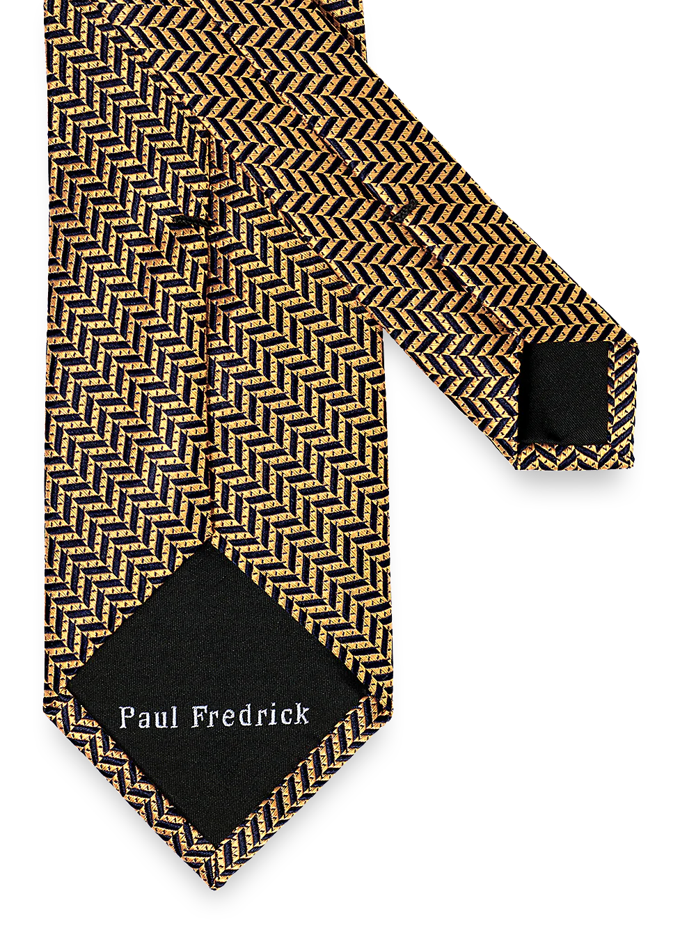 Herringbone Woven Silk Tie - Gold - Image 3