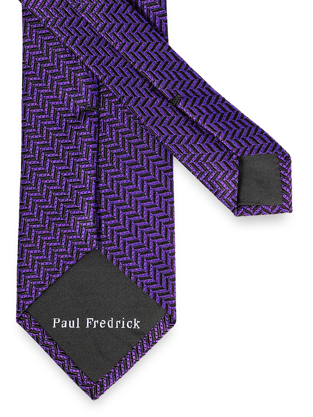 Herringbone Woven Silk Tie - Purple - Image 3