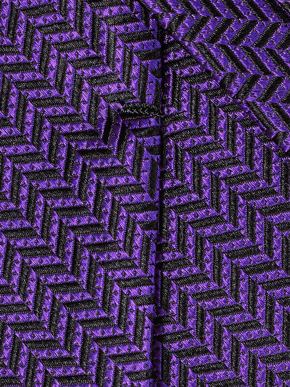 Herringbone Woven Silk Tie - Purple - Image 4