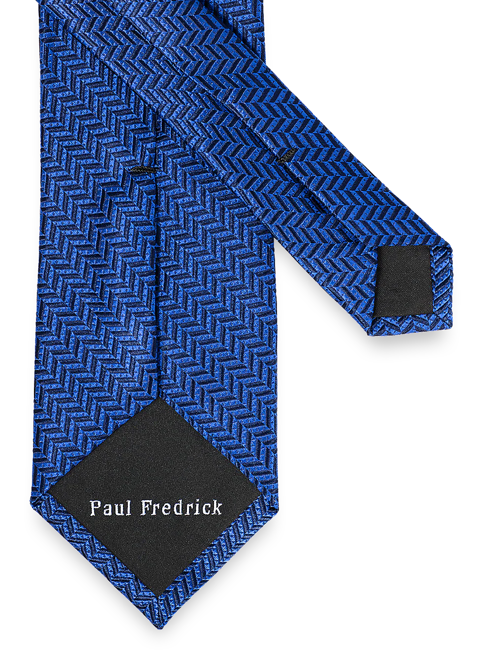 Herringbone Woven Silk Tie - Blue - Image 3