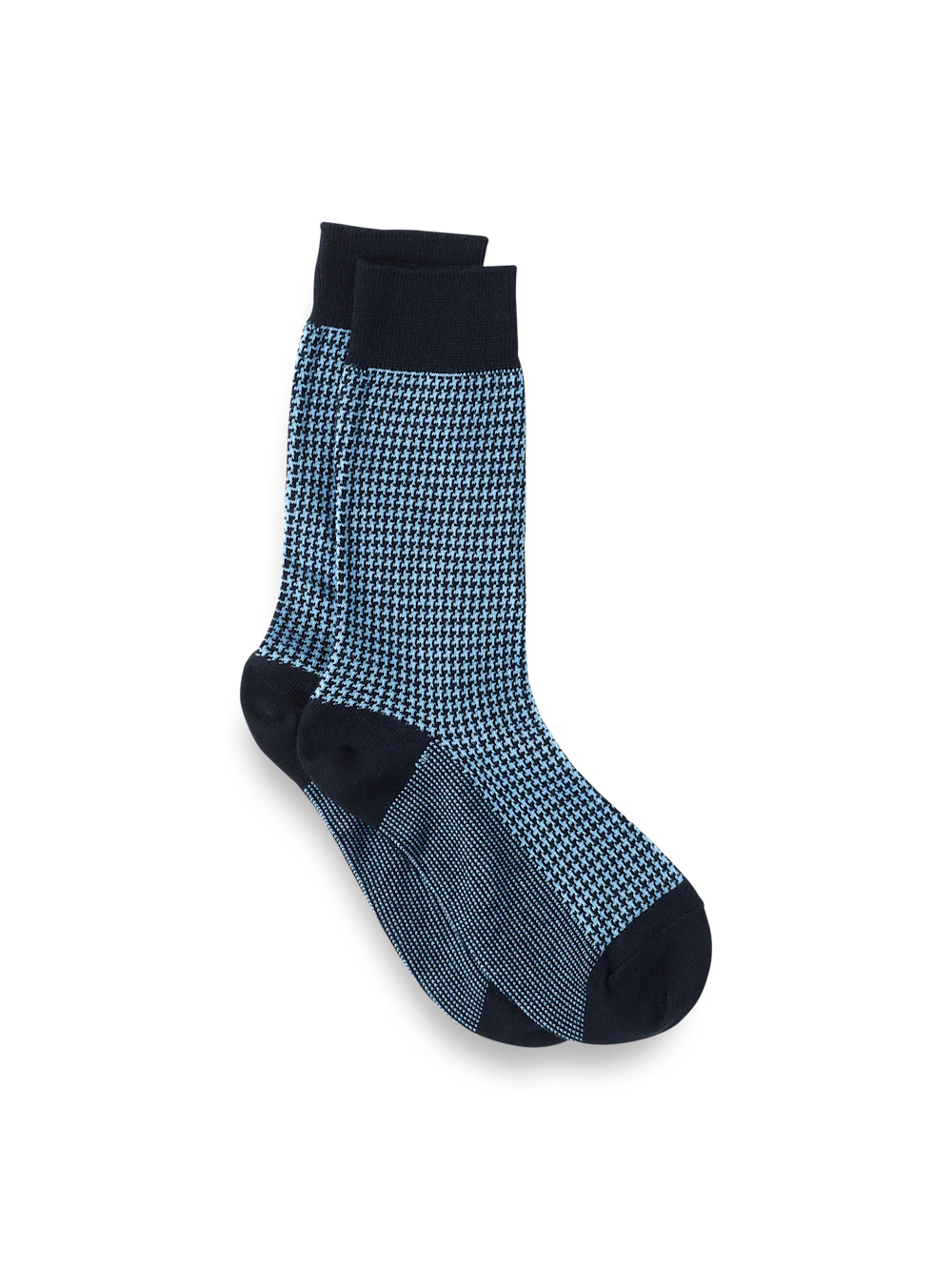 Houndstooth Cotton Blend Sock - Navy