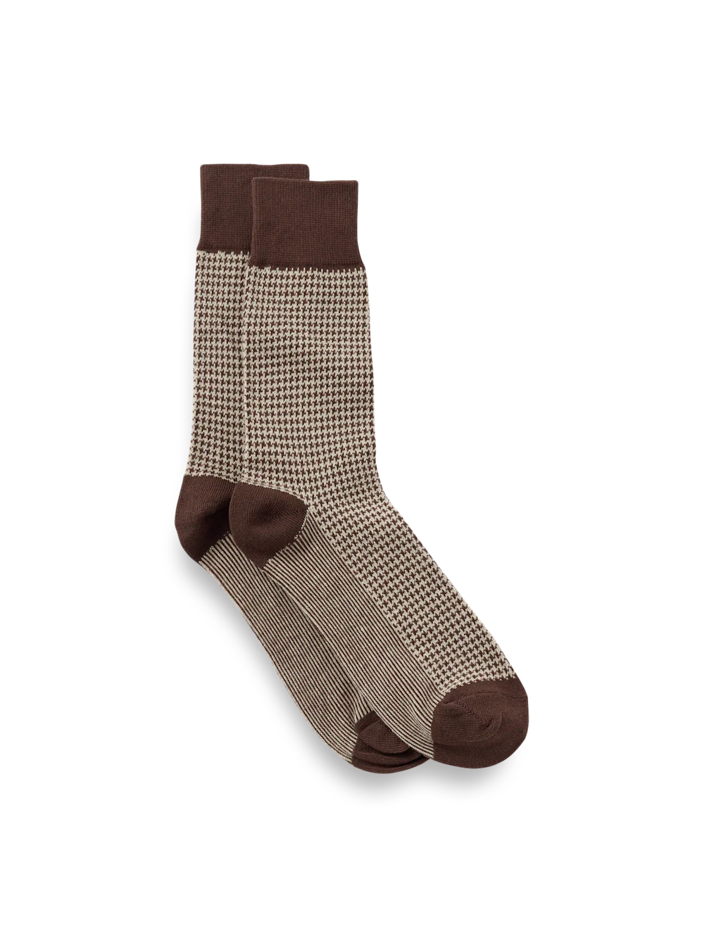 Houndstooth Cotton Blend Sock - Brown