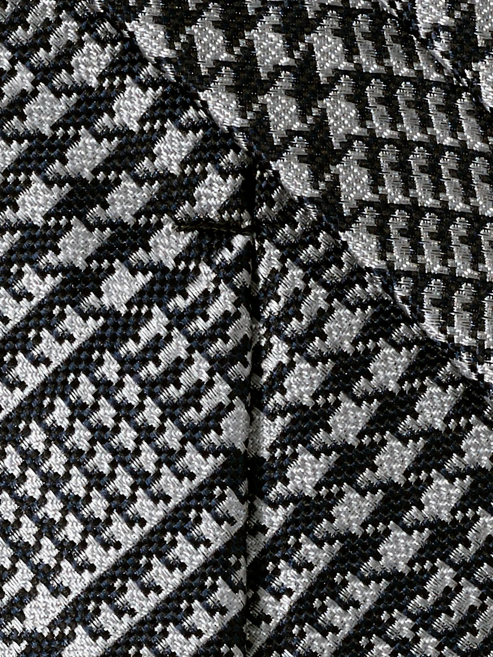 Houndstooth Plaid Woven Silk Tie - Black/grey - Image 4