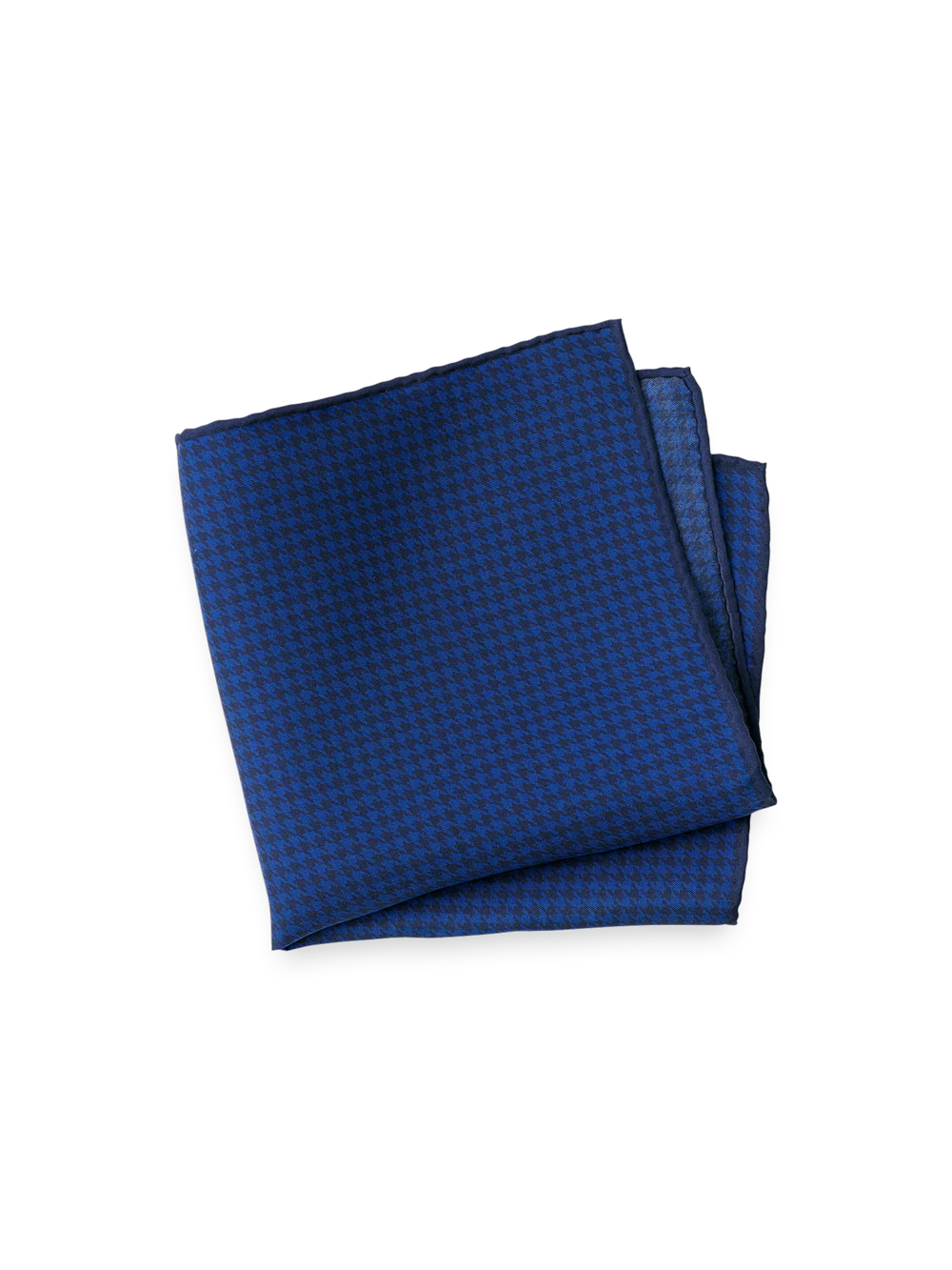 Houndstooth Silk Pocket Square - Blue