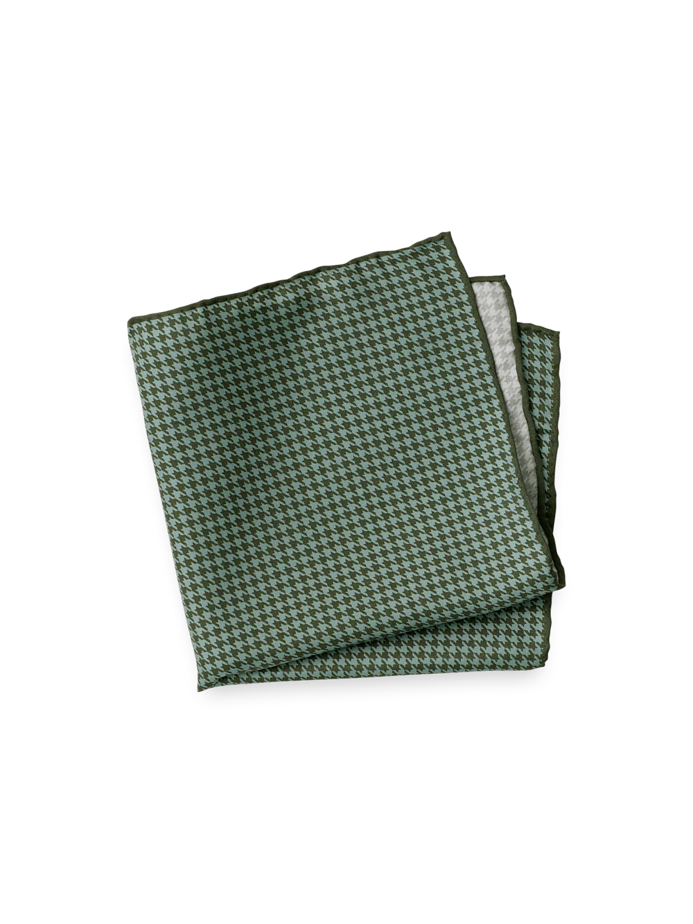 Houndstooth Silk Pocket Square - Green