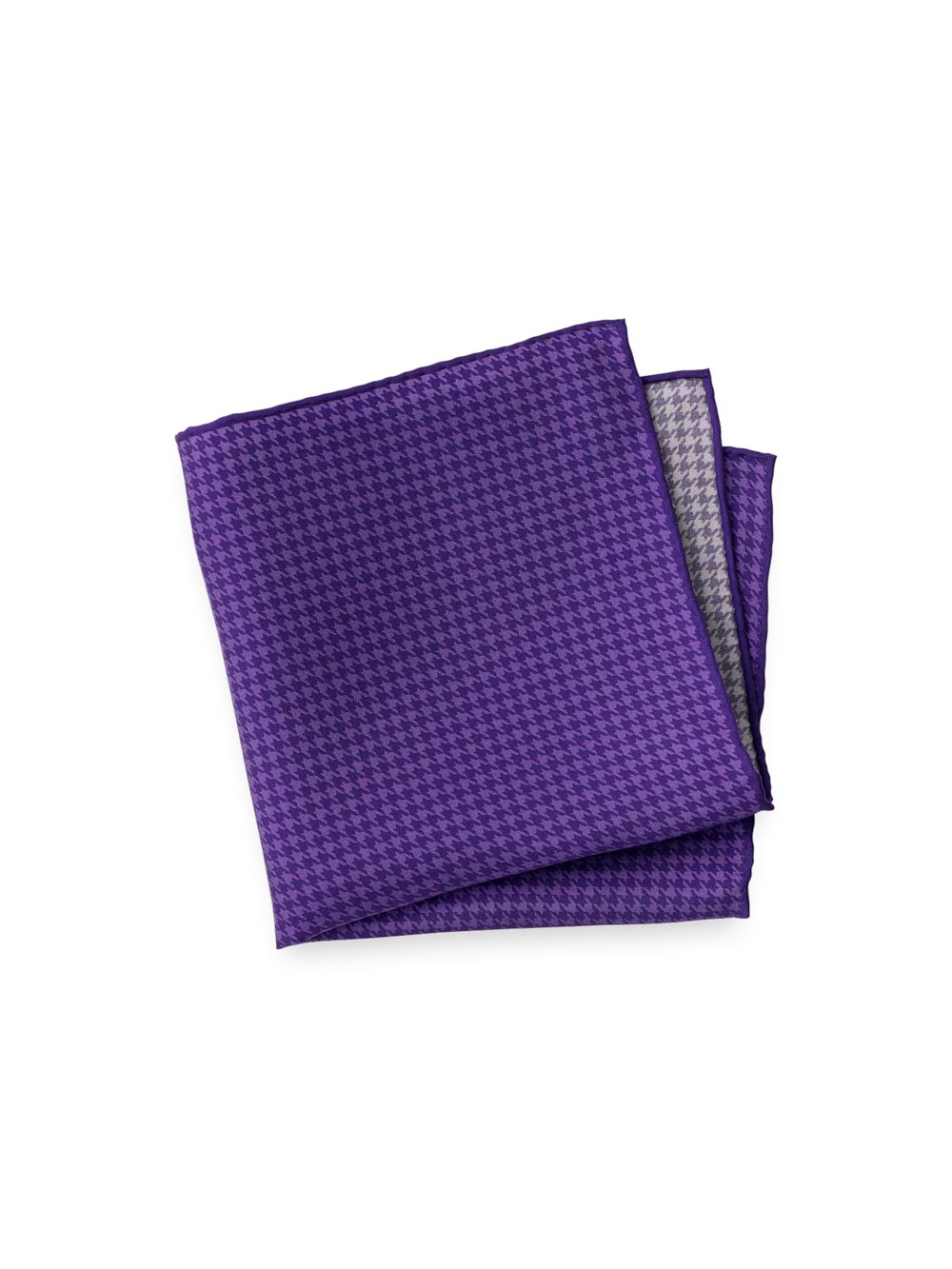 Houndstooth Silk Pocket Square - Purple