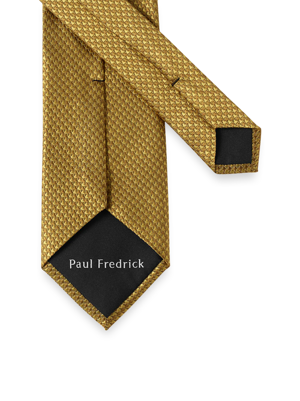 Houndstooth Woven Silk Tie - Gold - Image 3