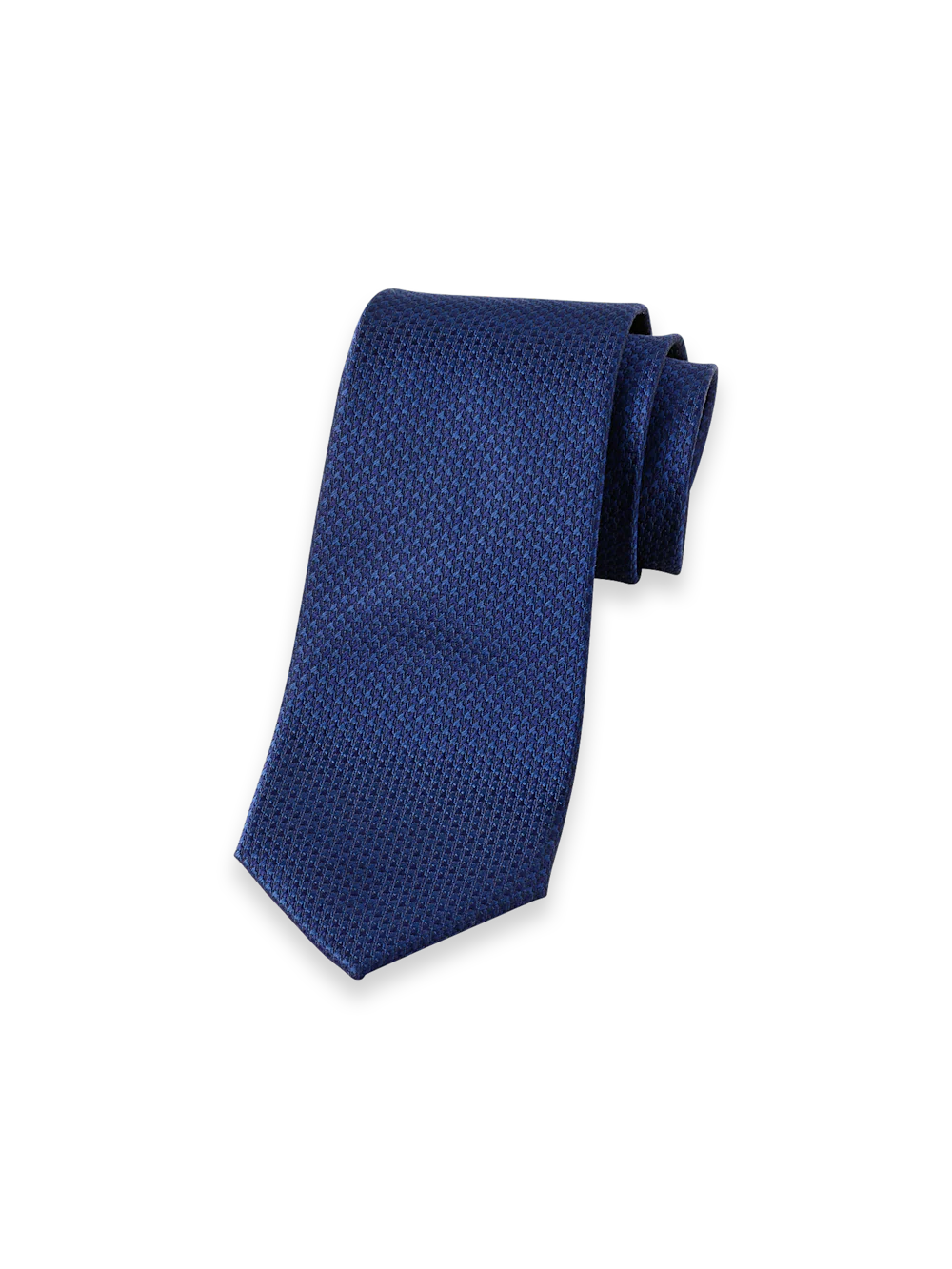Houndstooth Woven Silk Tie - Navy