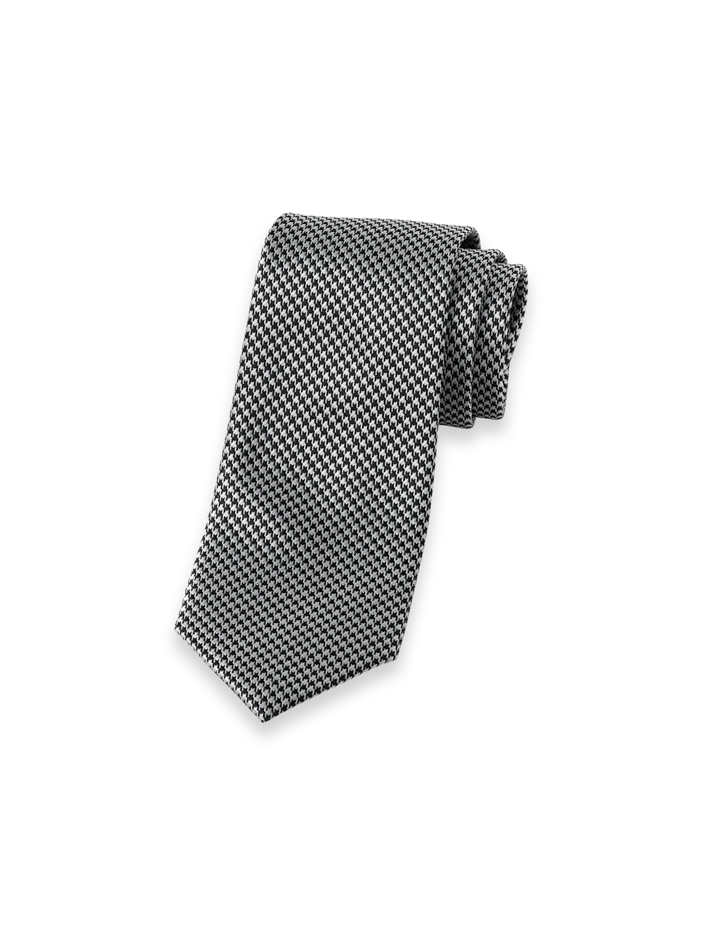 Houndstooth Woven Silk Tie - Black/grey