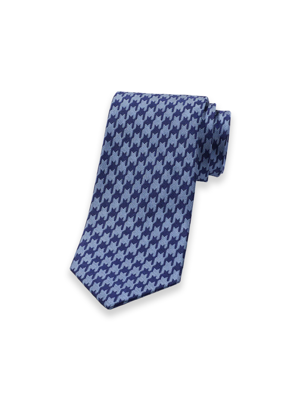 Houndstooth Woven Silk Tie - Blue/navy