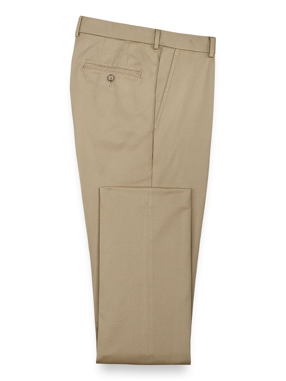 Impeccable Cotton Chino Flat Front Pants - Khaki