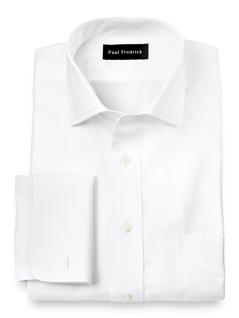 Impeccable Non-Iron Cotton Pinpoint Spread Collar French Cuff Dress Shirt - White