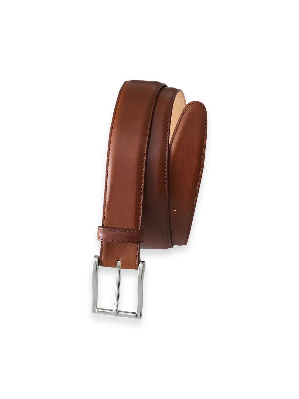 Leather Belt with Changeable Buckle - Chestnut