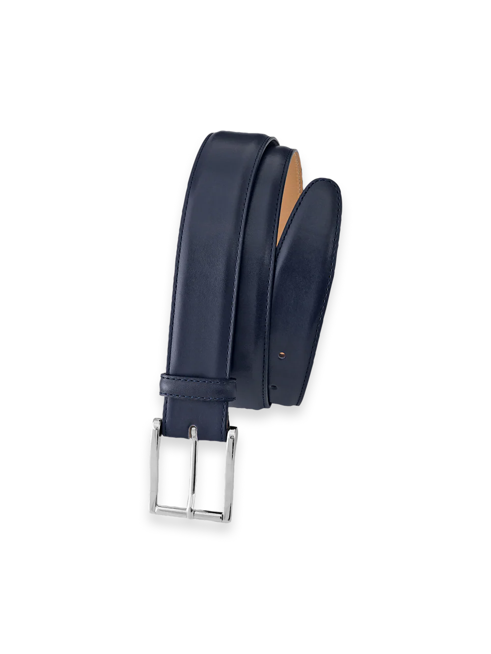 Leather Belt with Changeable Buckle - Navy