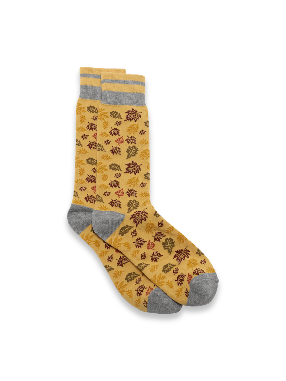 Leaves Cotton Blend Sock - Yellow Multi