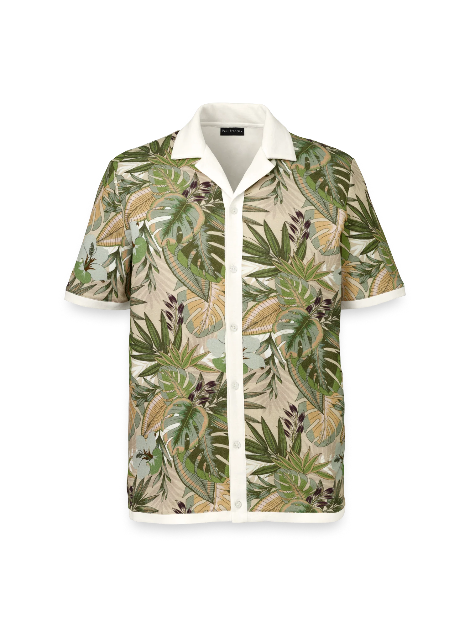 Linen Blend Button Front Camp Collar - Multi