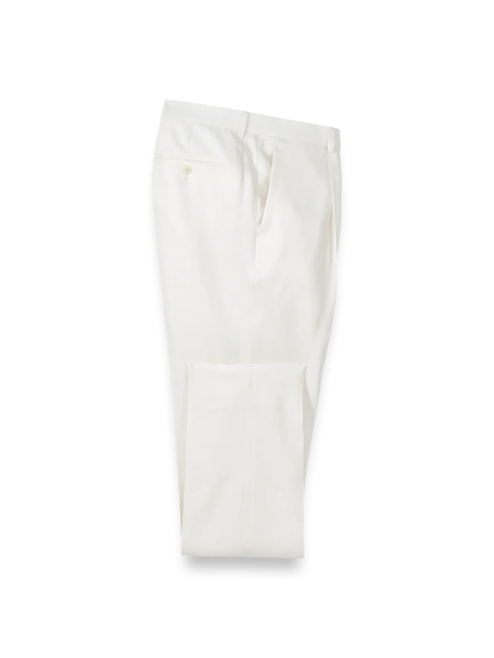 Linen Blend Single Pleat Suit Pants - White