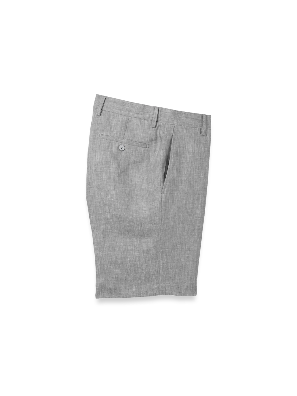 Linen Chambray Twill Flat Front Shorts - Grey