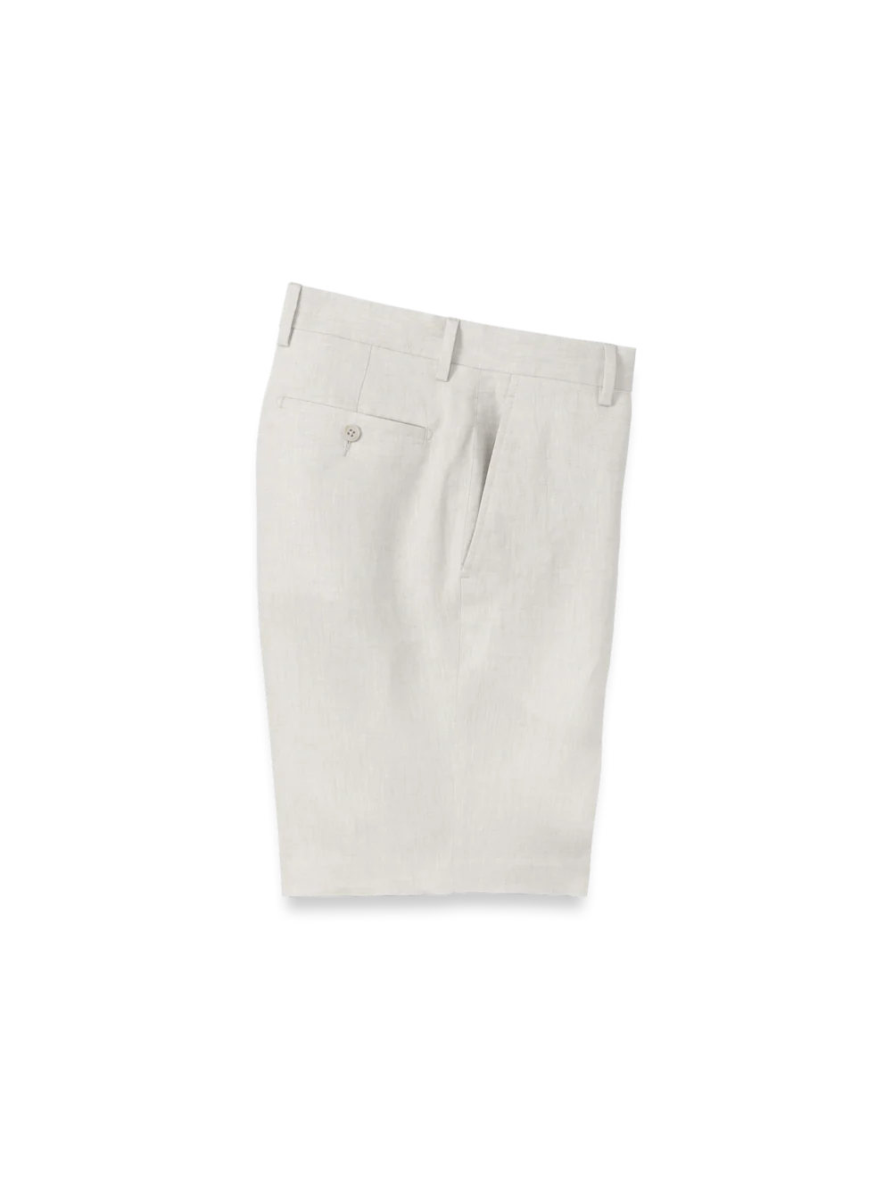 Linen Chambray Twill Flat Front Shorts - Ivory