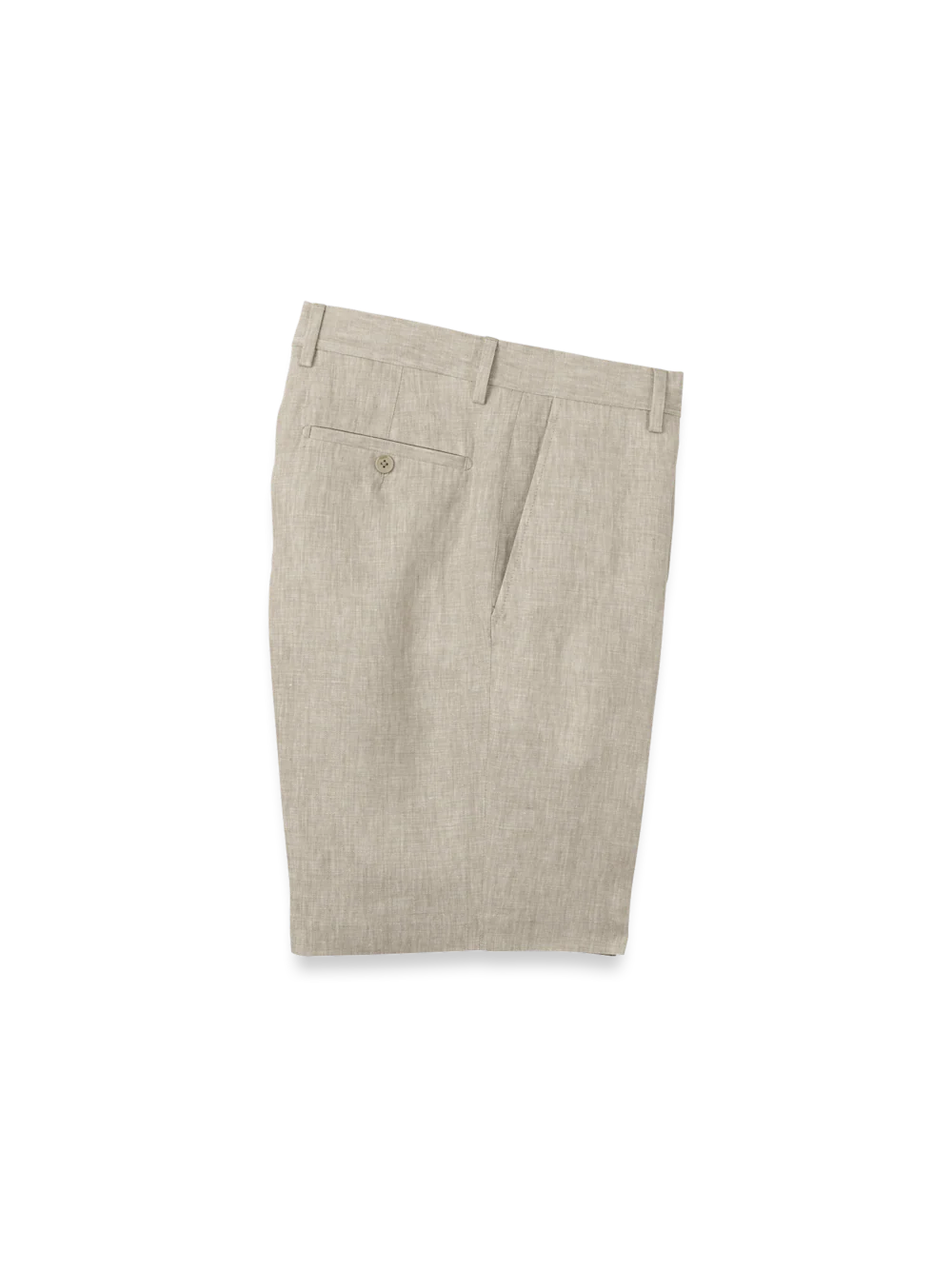 Linen Chambray Twill Flat Front Shorts - Khaki