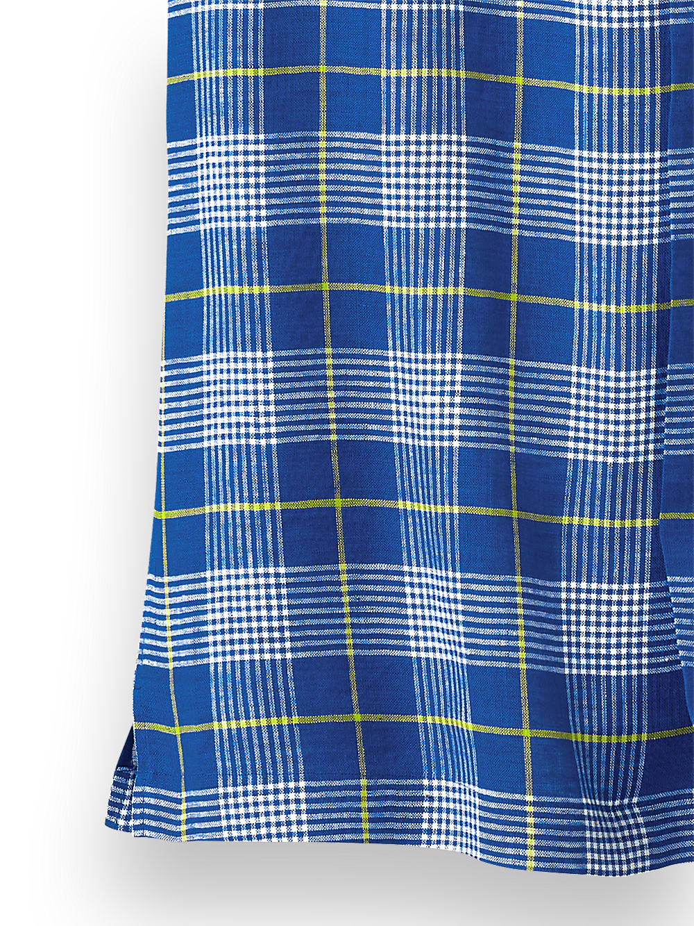 Linen Glen Plaid Casual Shirt - Cobalt/yellow - Image 4