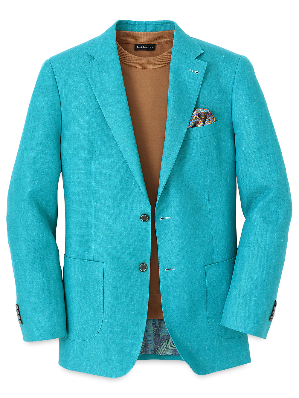 Linen Notch Lapel Sport Coat - Teal