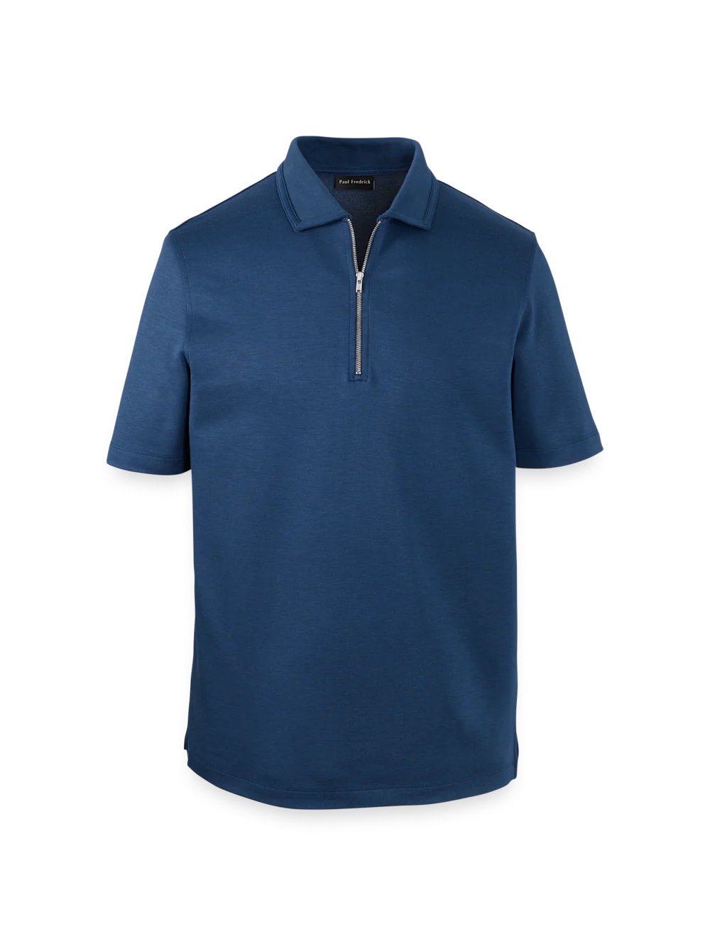 Lyocell Blend Quarter Zip Polo - Navy