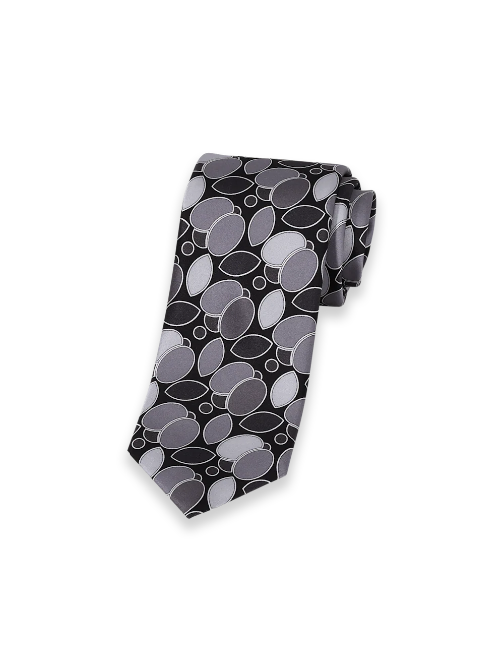 Medallion Printed Italian Silk Tie - Black