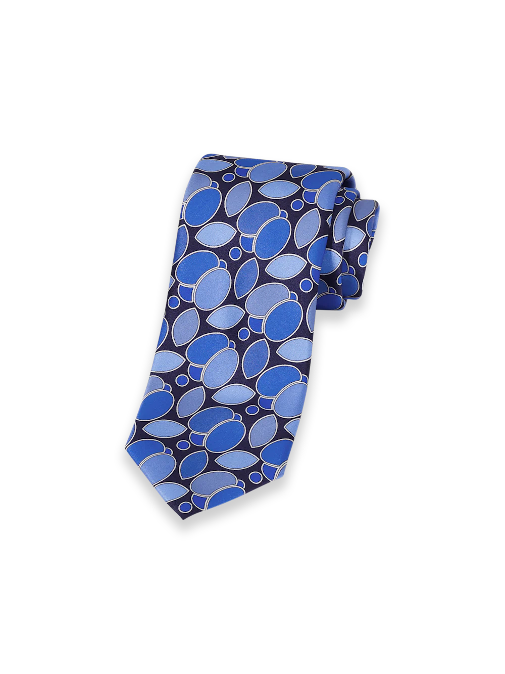 Medallion Printed Italian Silk Tie - Blue
