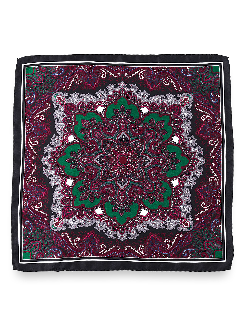 Medallion Silk Pocket Square - Purple Multi - Image 2