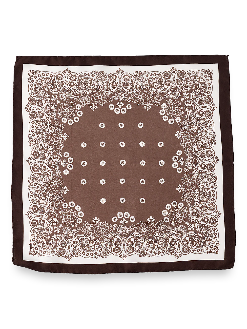 Medallion Silk Pocket Square - Brown - Image 2