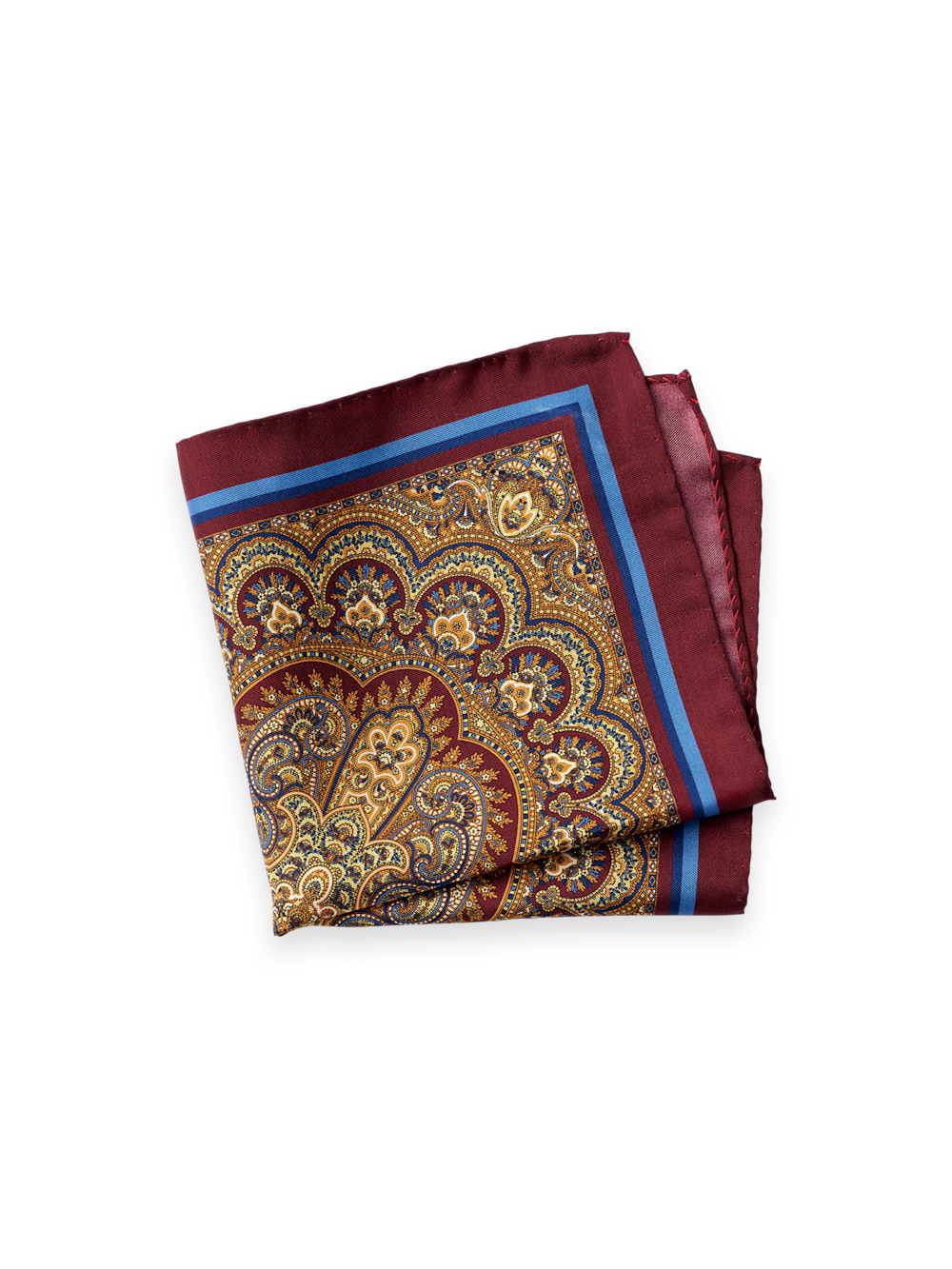 Medallion Silk Pocket Square - Burgundy Multi