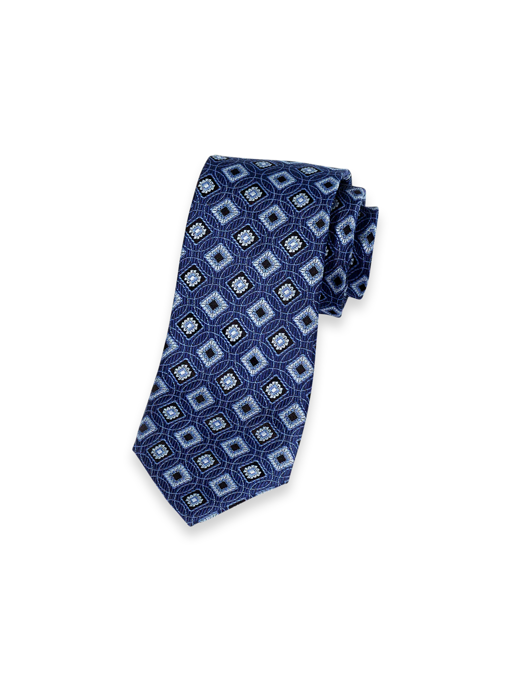 Medallion Woven Silk Tie - Navy