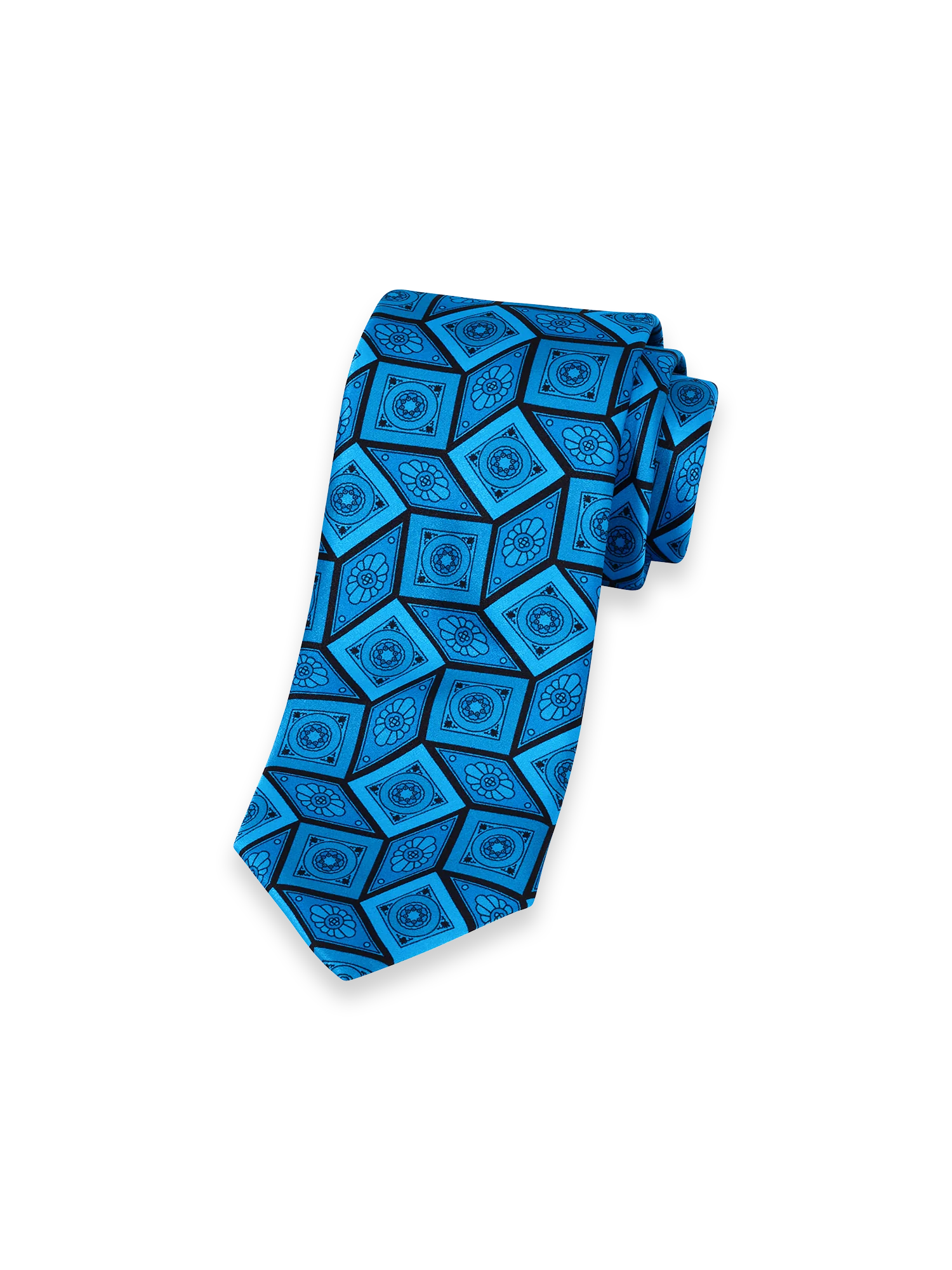 Medallion Woven Silk Tie - Teal