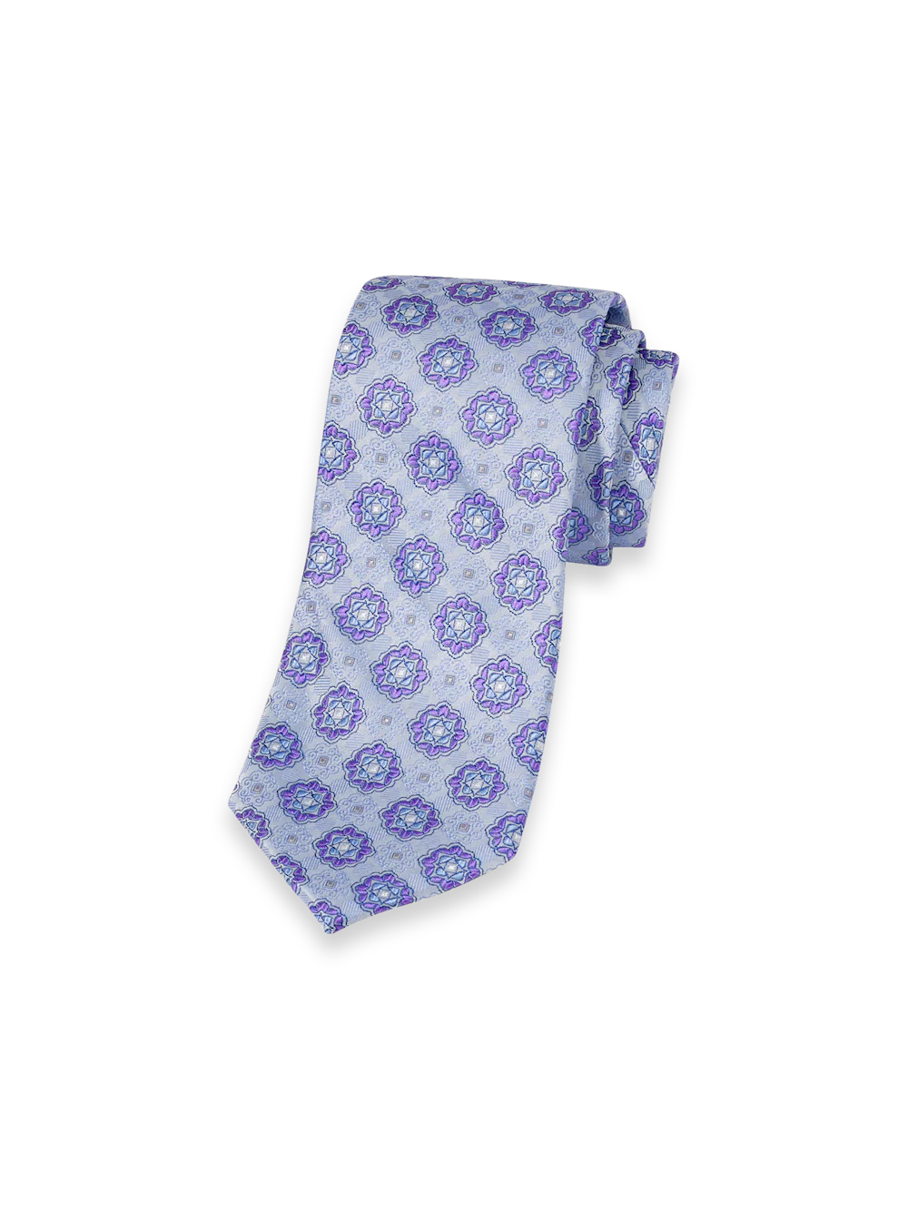 Medallion Woven Silk Tie - Purple