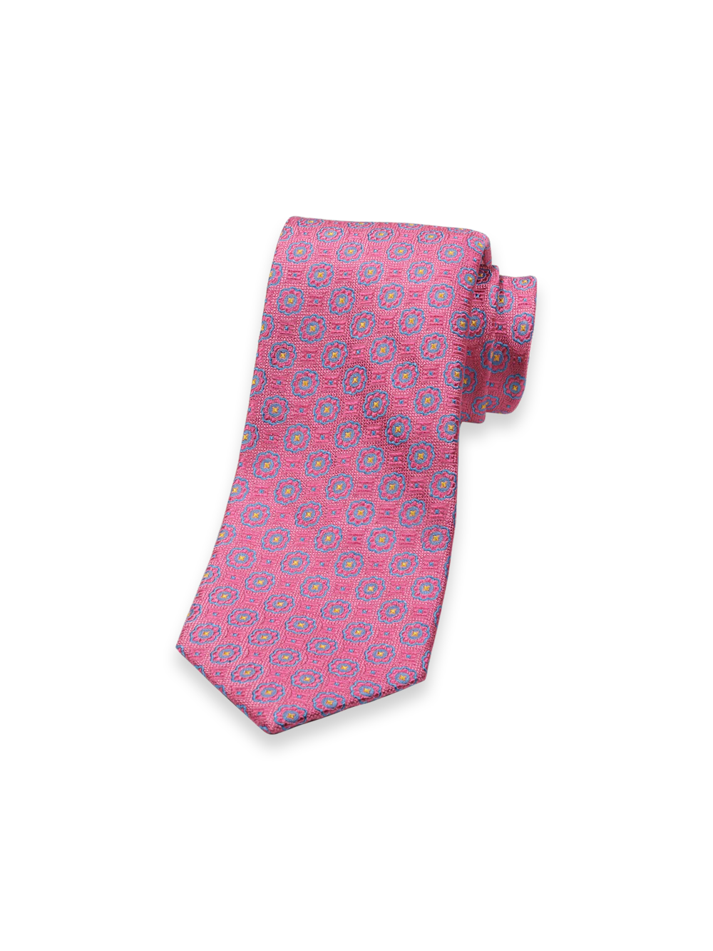 Medallion Woven Silk Tie - Pink Multi