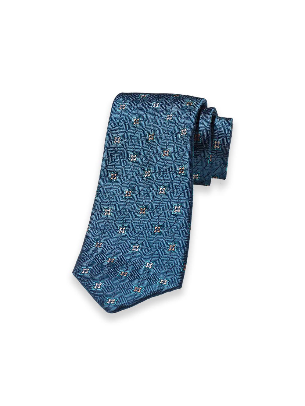 Medallion Woven Silk Tie - Teal